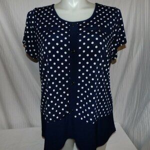 Elsie McCarthy Black Polka Dot Stretch Blouse